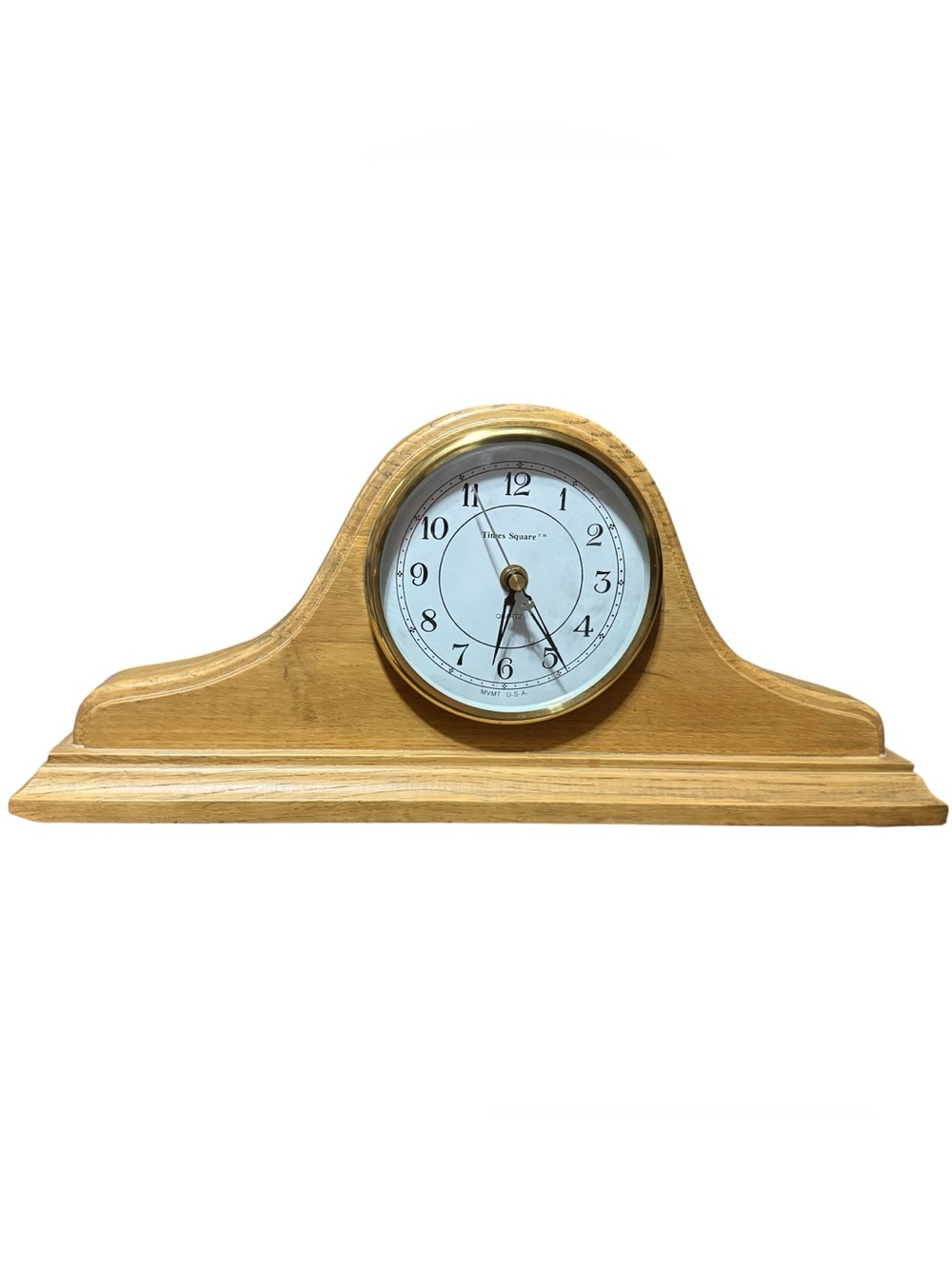 Time Square Mantel Clock Movement Quartz Brown Wood